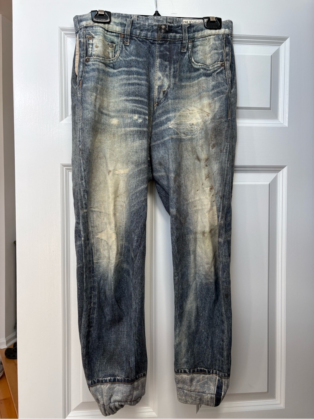 rag & bone Washed Distressed Blue Boyfriend Jeans